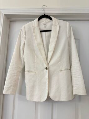 J.Crew Womens Linen Blend Blazer Size 6 One Button Lightweight Jacket Office